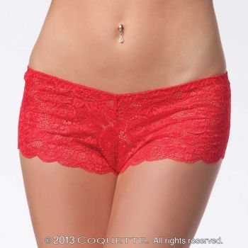 Lace Booty Short - Red