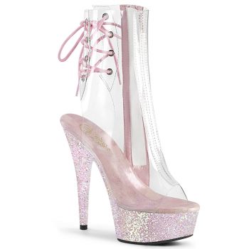Platform Ankle Boots DELIGHT-1018C - Clear / Opal Pink