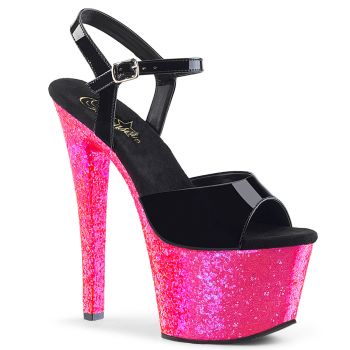 Platform High-Heeled Sandals SKY-309UVLG - Black/Neon Pink