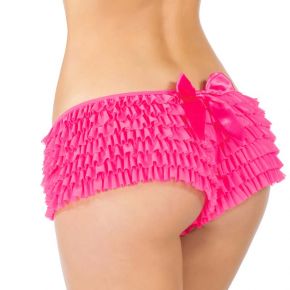 Rüschenhöschen Panty mit Schleife - Neon Pink