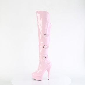 Plateau Overknee Stiefel DELIGHT-3018 - Lack Baby Pink
