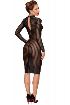 Transparent Striped Dress F182 - Black