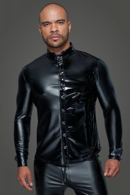 Power Wet Look Male Shirt H064 - Black